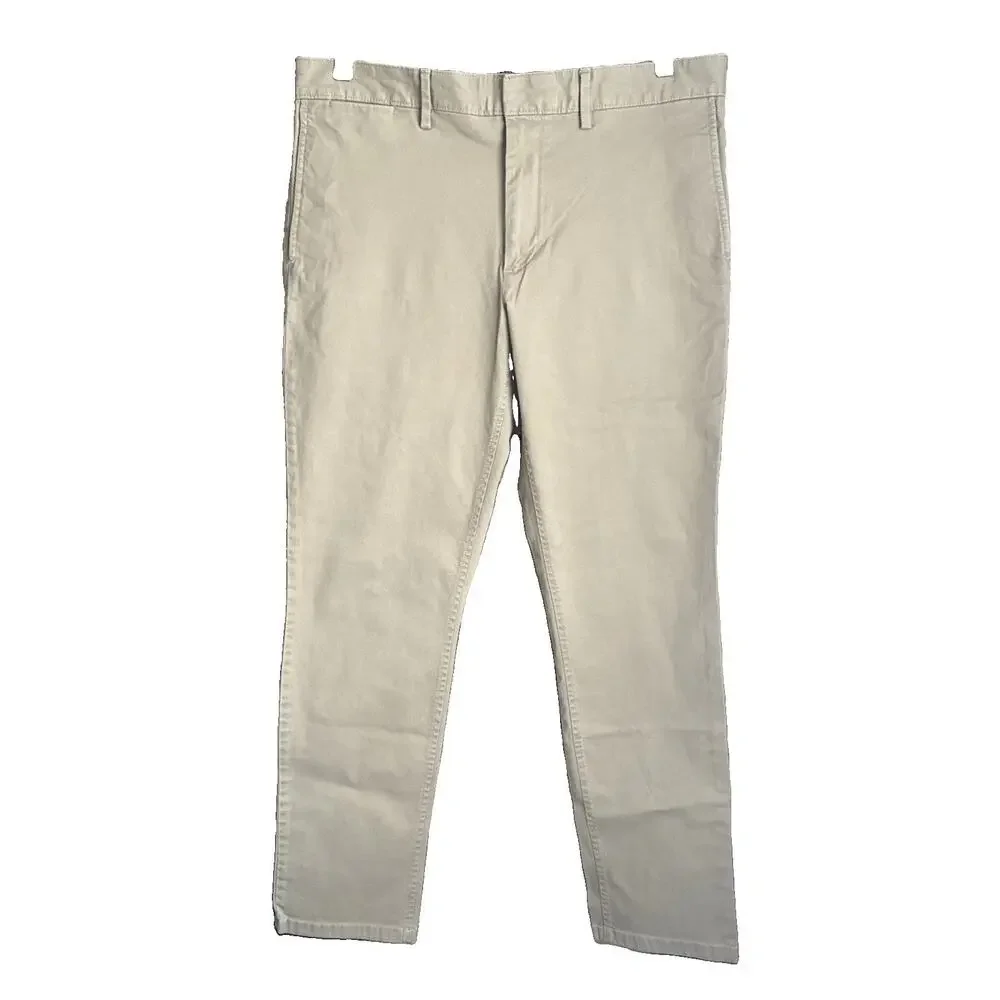 Banana Republic Fulton Chino Pants 34x32 Khaki Tan Skinny Fit Cotton Stretch